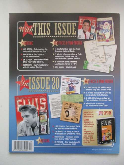 Mini Elvis Poster and 3 Collector Replica Items from Elvis and Magazine