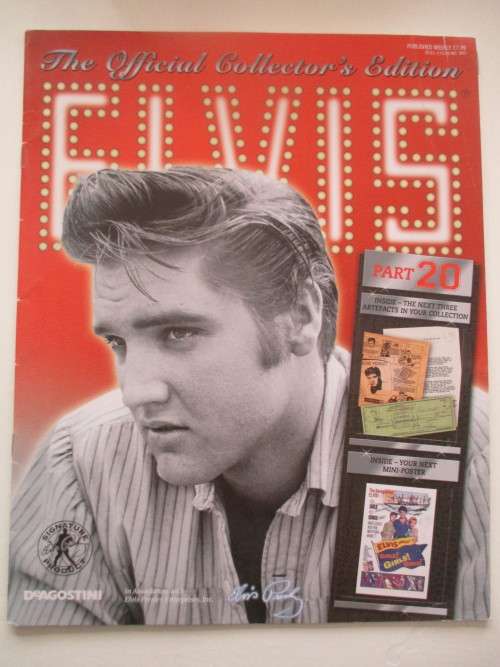MINI ELVIS POSTER AND 3 COLLECTOR REPLICA ITEMS FROM ELVIS AND MAGAZINE
