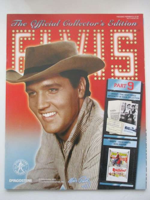 MINI ELVIS POSTER AND 3 COLLECTOR REPLICA ITEMS FROM ELVIS AND MAGAZINE