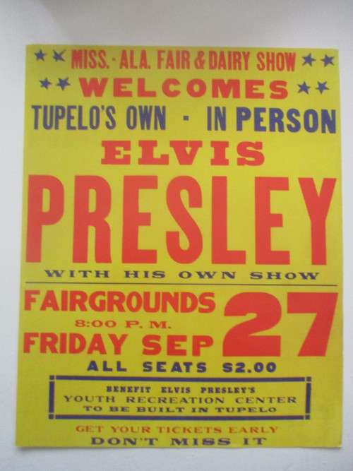 MINI ELVIS POSTER AND 3 COLLECTOR REPLICA ITEMS FROM ELVIS AND MAGAZINE
