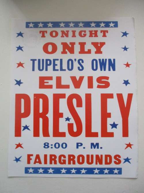 MINI ELVIS POSTER AND 3 COLLECTOR REPLICA ITEMS FROM ELVIS AND MAGAZINE