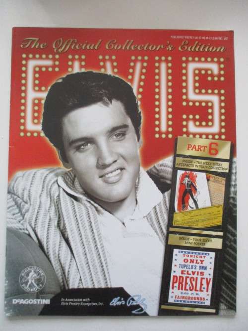 MINI ELVIS POSTER AND 3 COLLECTOR REPLICA ITEMS FROM ELVIS AND MAGAZINE