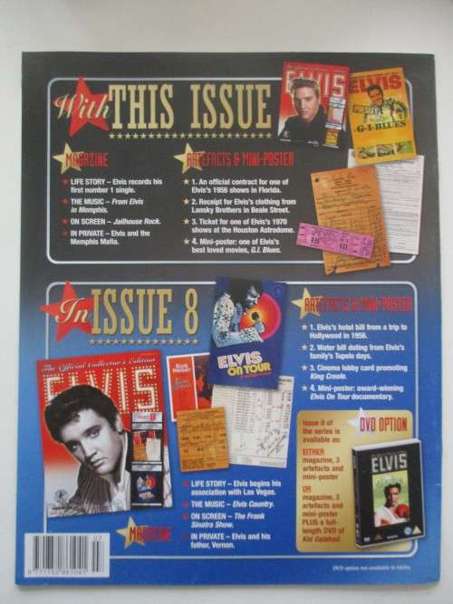 MINI ELVIS POSTER AND 3 COLLECTOR REPLICA DOCUMENTS FROM ELVIS AND MAGAZINE