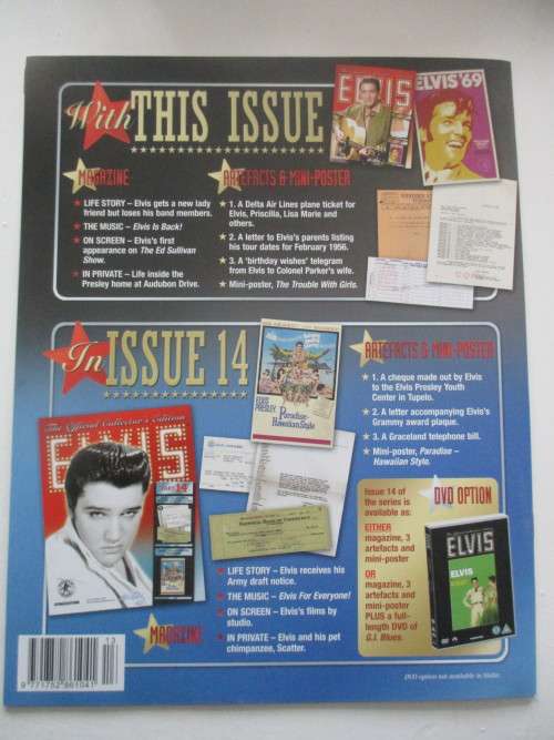 MINI ELVIS POSTER AND 3 COLLECTOR REPLICA DOCUMENTS FROM ELVIS AND MAGAZINE