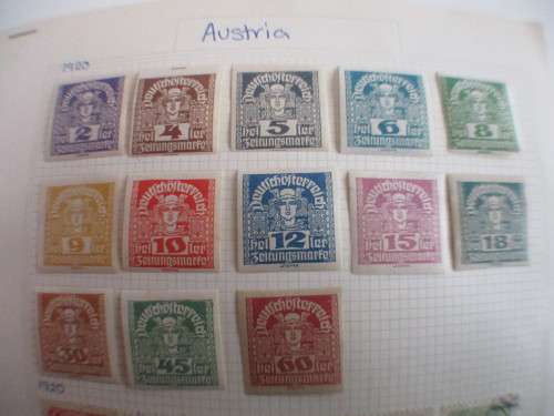 AUSTRIA LOT OF CREST AND MERCURY STAMPS MOUNTED MOST UNUSED