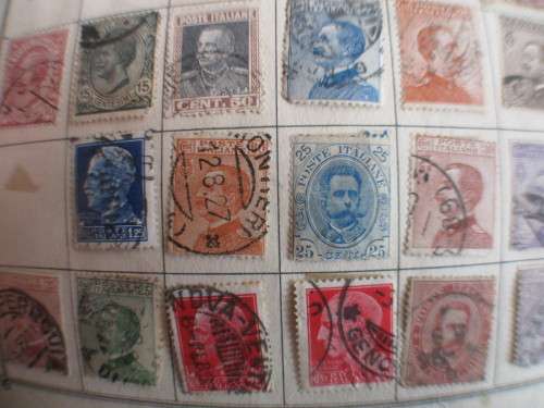 ITALY  LOT OF OLD MOUNTED STAMPS INCLUDING KING HUMBERT