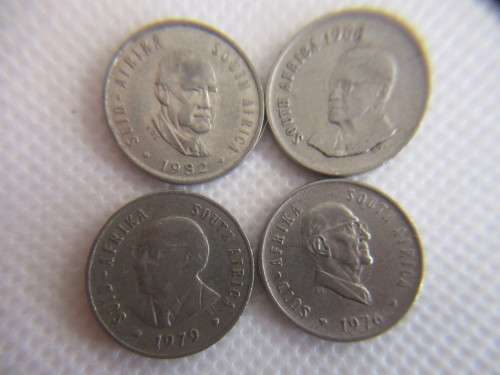 SOUTH AFRICA - LOT OF 4 PRESIDENT  5c COINS - 1968 -  1979 -  1976 - 1982 (11))