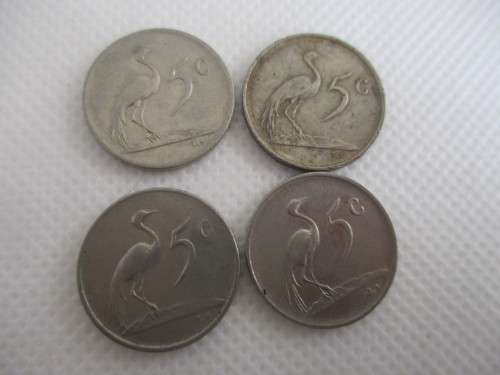 SOUTH AFRICA - LOT  OF 4 DIFFERENT PRESIDENT 5c COINS - 1968 - 1982 - 1976 -  1979 (10)