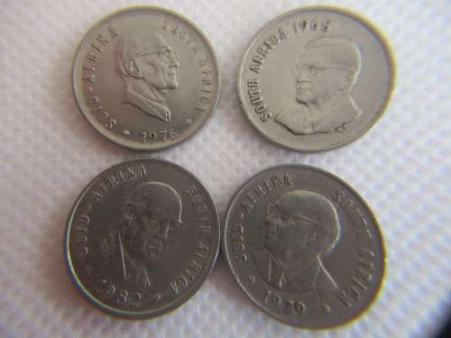 SOUTH AFRICA - LOT OF 4 - PRESIDENT 5c COINS -  1976 - 1979 - 1968 - 1982 (6)