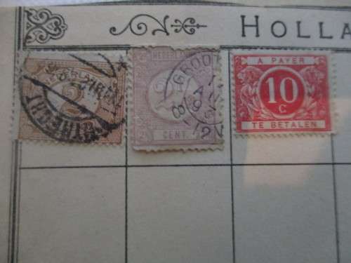 BELGIUM AND NETHERLANDS - 1916 CARMINE POSTAGE DUE AND 2 FREE REVENUE STAMPS
