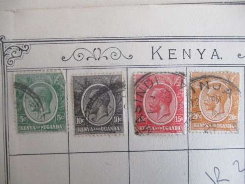 KENYA AND UGANDA - 4  USED MOUNTED KING GEORGE V STAMPS