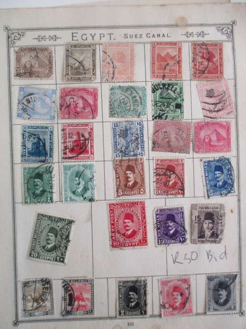 EGYPT LOT OF OLD USED MOUNTED STAMPS