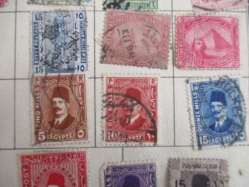 EGYPT LOT OF OLD USED MOUNTED STAMPS