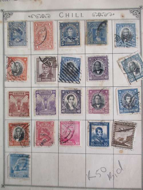 CHILE - LOT OF USED MOUNTED STAMPS