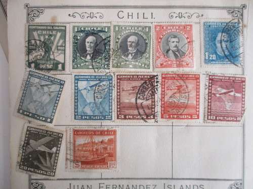 CHILE - LOT OF USED MOUNTED STAMPS