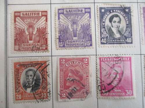 CHILE - LOT OF USED MOUNTED STAMPS