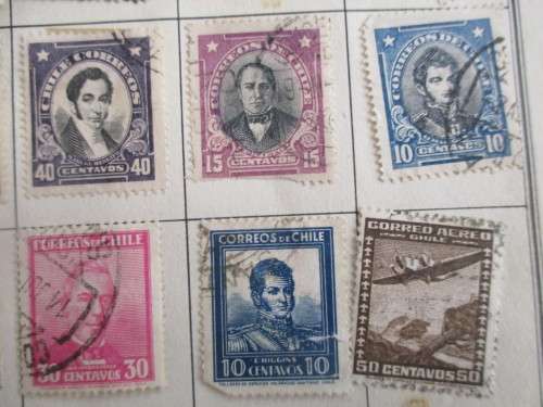 CHILE - LOT OF USED MOUNTED STAMPS