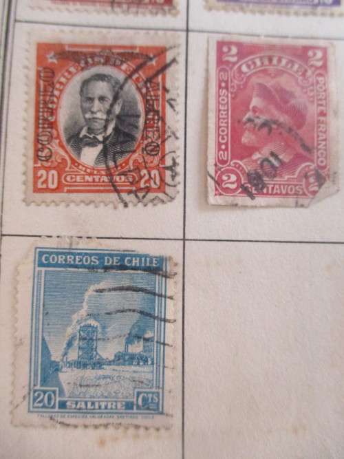 CHILE - LOT OF USED MOUNTED STAMPS