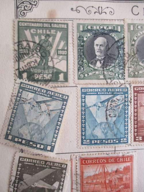 CHILE - LOT OF USED MOUNTED STAMPS
