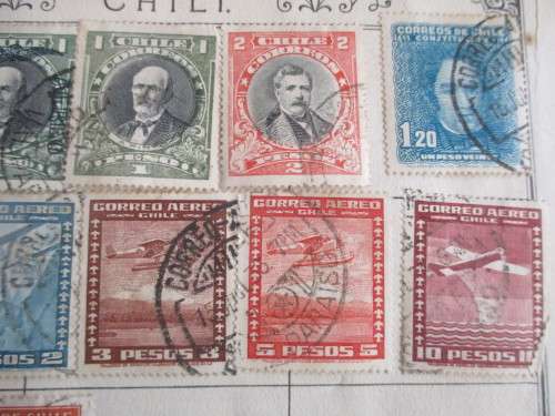 CHILE - LOT OF USED MOUNTED STAMPS