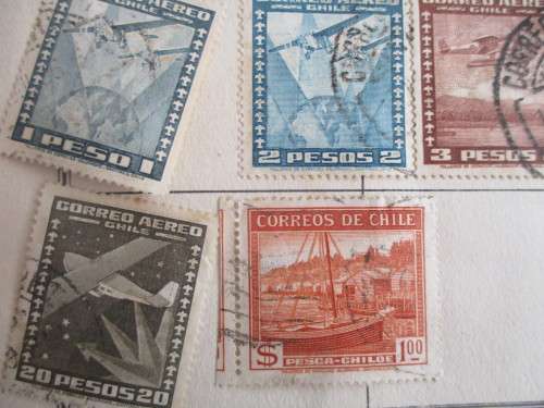 CHILE - LOT OF USED MOUNTED STAMPS