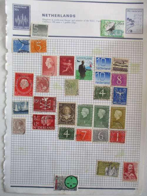 NETHERLANDS PAGE OF USED MOUNTED STAMPS