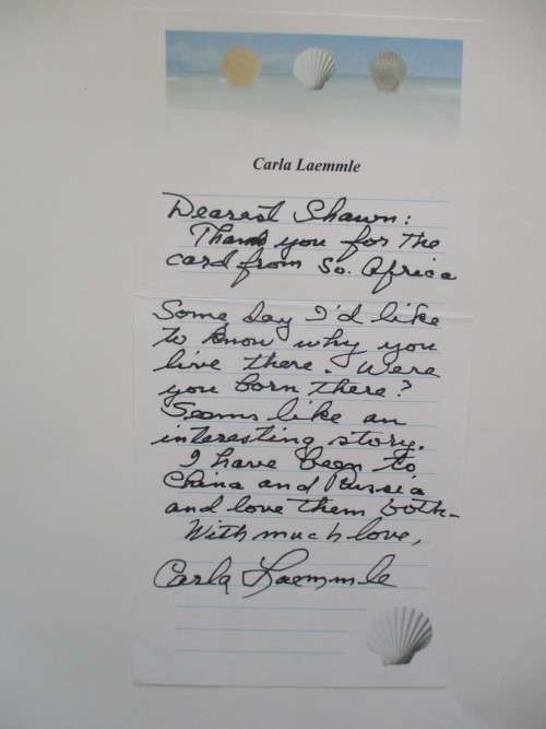 HAND WRITTEN LETTER CARLA LAEMMLE - SILENT MOVIE ACTRESS