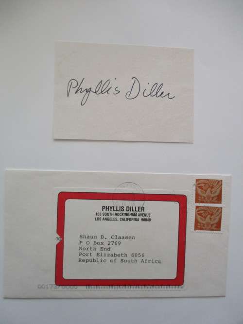 SIGNED - PHYLLIS DILLER SIGNATURE AND ENVELOPE