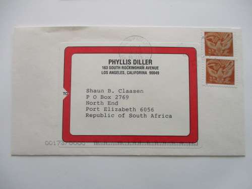 SIGNED - PHYLLIS DILLER SIGNATURE AND ENVELOPE