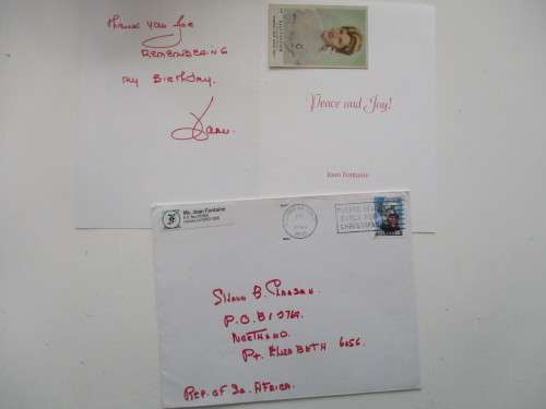 AUTOGRAPHED / SIGNED -  CARD AND CIGARETTE CARD JOAN  FONTAINE