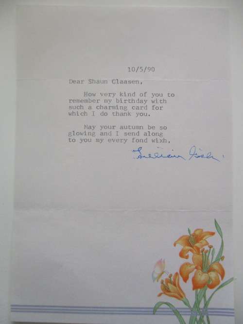 AUTOGRAPHED / SIGNED - LILLIAN GISH - SIENT MOVIE ACTRESS