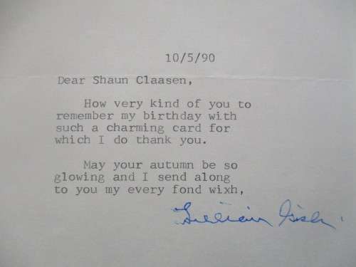 AUTOGRAPHED / SIGNED - LILLIAN GISH - SIENT MOVIE ACTRESS