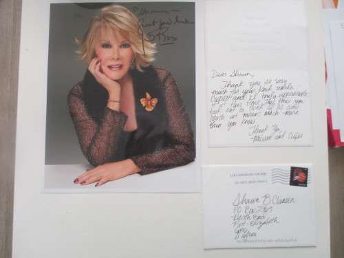 AUTOGRAPHED / SIGNED- JOAN RIVERS  SIGNED PHOTO  AND SHORT LETTER