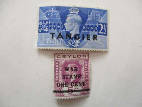 CEYLON - 2 OVER PRINTED   UNUSED PREVIOUSLY MOUNTED STAMPS