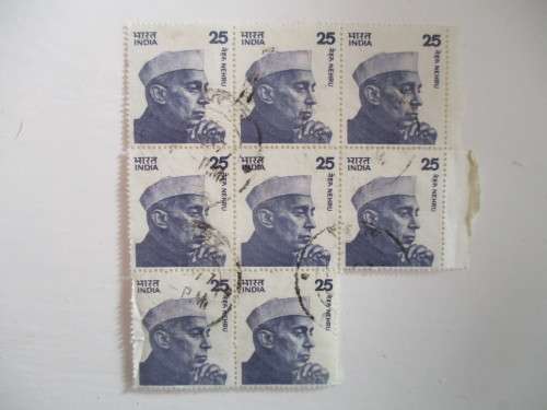 INDIA BLOCK OF USED STAMPS  PREVIOUSLY MOUNTED
