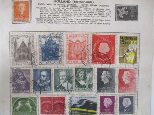 NETHERLANDS - PAGE OF USED MOUNTED STAMPS