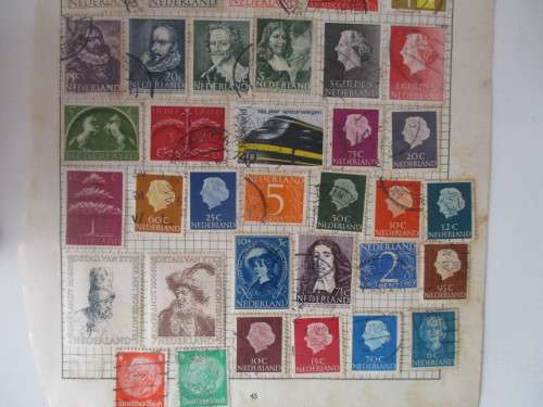 NETHERLANDS - PAGE OF USED MOUNTED STAMPS