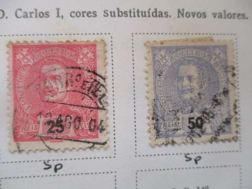 PORTUGAL KING CARLOS I 1898 2 MOUNTED USED STAMPS