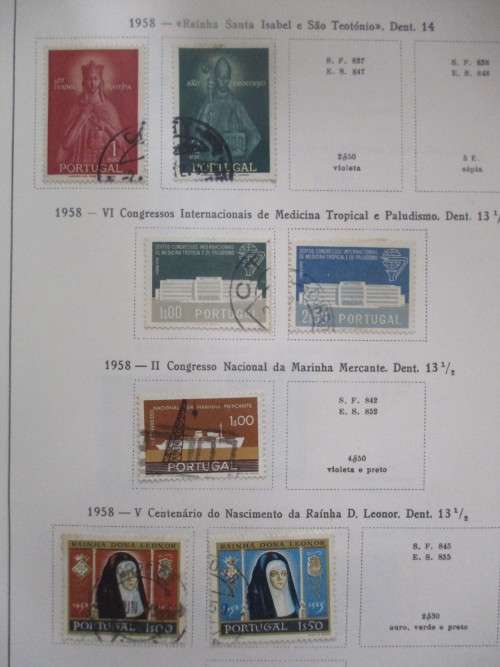 PORTUGAL LOT OF USED MOUNTED STAMPS 1958