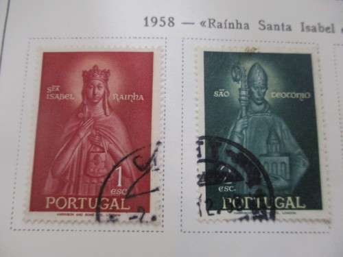 PORTUGAL LOT OF USED MOUNTED STAMPS 1958