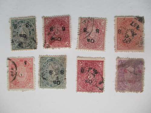 INDIA TRAVANCORE CONCH SELL OVER PRINTS PRE 1947 USED PREVIOUSLY MOUNTED