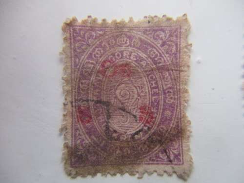 INDIA TRAVANCORE CONCH SELL OVER PRINTS PRE 1947 USED PREVIOUSLY MOUNTED