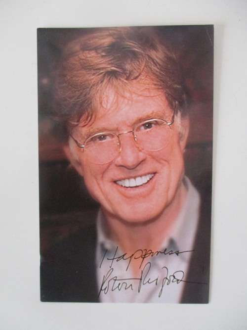AUTOGRAPHED / SIGNED - ROBERT REDFORD - APP POSTCARD SIZE AND FREE PRINTED ONE!!!