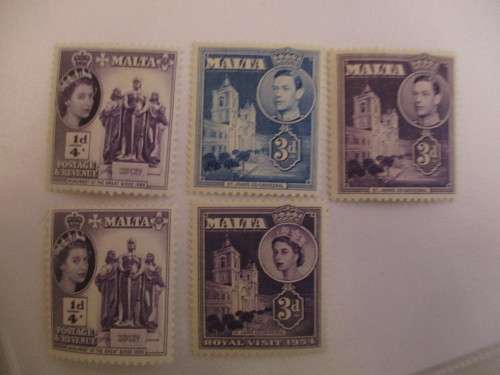 MALTA - KING GEORGE AND ELIZABETH UNUSED PREVIOUSLY MOUNTED STAMPS