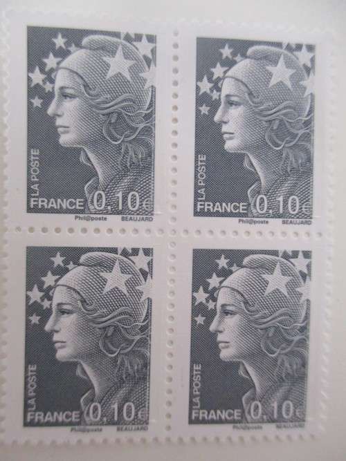 FRANCE - MARIANNE DE BEAUJARD 2008 4 MINT STAMPS BLOCK