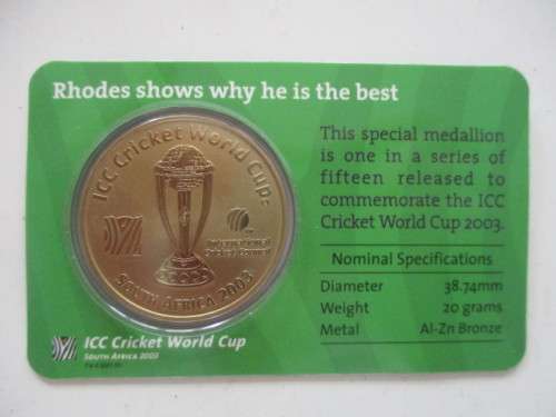 ICC CRICKET WORLD CUP 2003 MEDALLION -  JONTY RHODES
