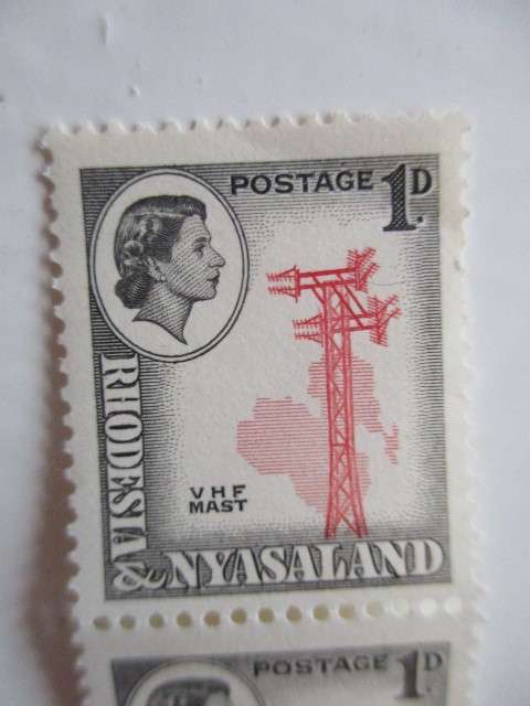 RHODESIA AND NYASALAND MINT  STRIP VHF MAST  1D 1959