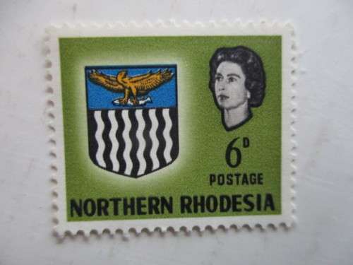 NORTHERN RHODESIA - 1963 COAT OF ARMS 6D  MINT STAMP