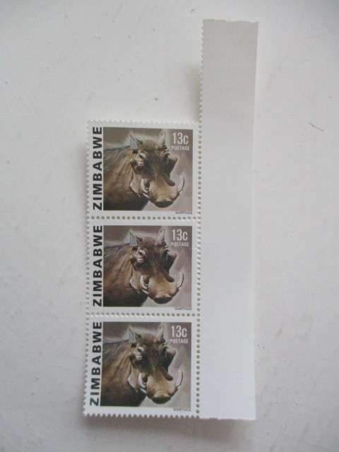 ZIMBABWE -  3 MINT WARTHOG STAMPS