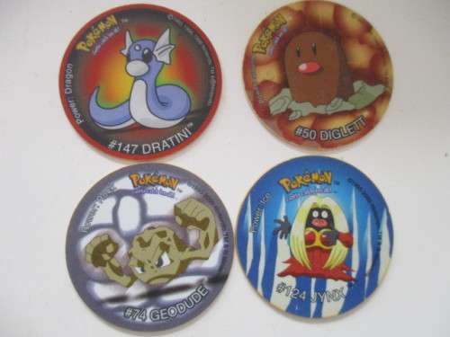 POKEMON - LOT OF 4 TAZOS WITH BOOKLET AND SMALL PICTURE